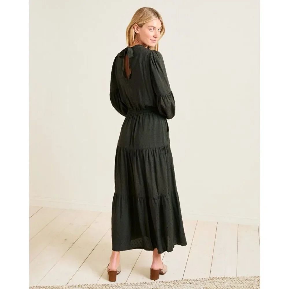 Garnet Hill Women’s Nori Pine Green Ballad Swiss-Dot Maxi Dress - Picture 4 of 13